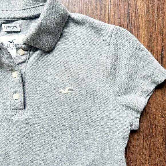 Hollister Gray Stretch Polo Shirt Women’s XS Y2K-Inspired - Picture 4 of 6